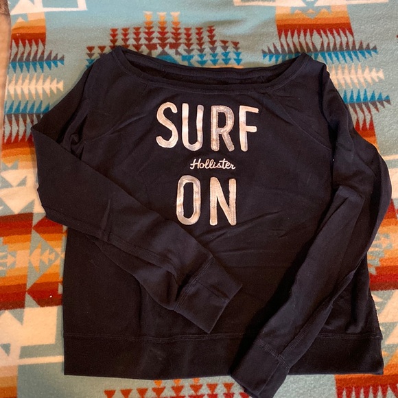 Hollister Tops - NWOT Hollister Dark Blue Sweatshirt “Surf On”